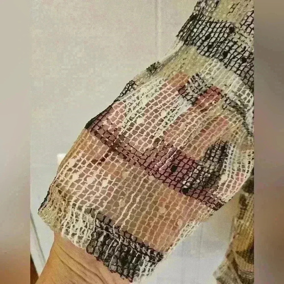 Alfred Dunner Tan and Brown 3/4 Sleeve Mesh Top With Sequin Detail Size … - Picture 3 of 9